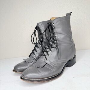 Vintage Laredo gray lace up kiltie leather boots